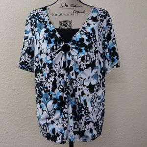 Claudia Richard Top Plus Size Black White Blue